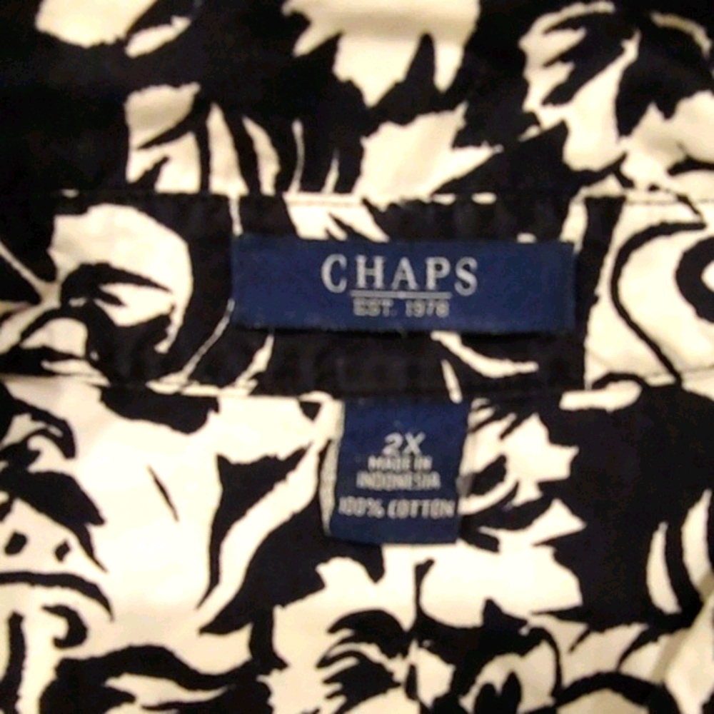 Chaps 100% Cotton , Black and White Blouse - Picture 3 of 3